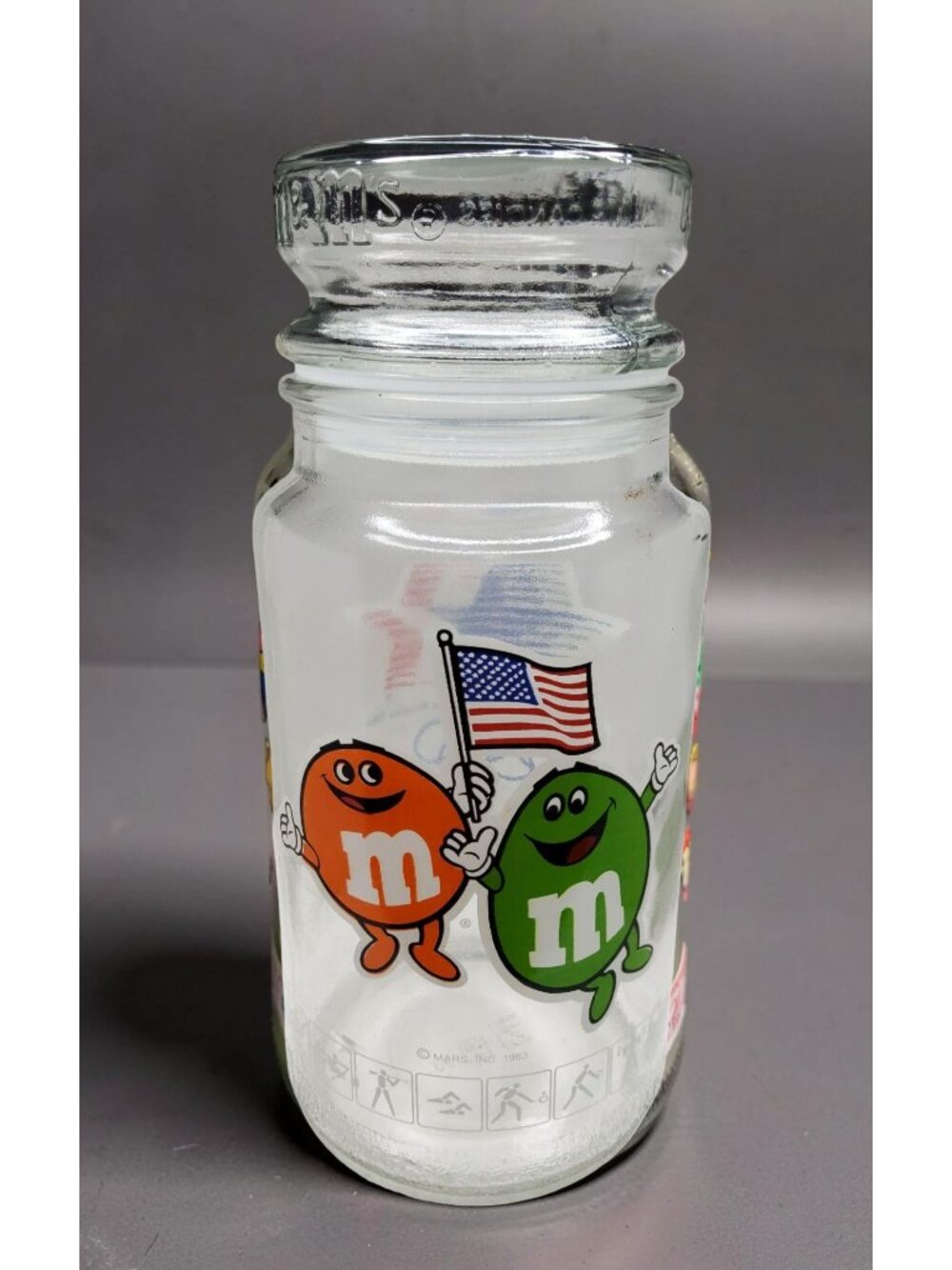 vintage mars candies 1983 m&ms commemorative 1980 olympics candy jar.